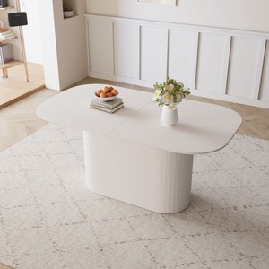 MDF Eco-Friendly Durable Cream Style Dining <b>Table</b> 4-8 Person Vertical Striped Legs Thick Elegant Home <b>Kitchen</b> <b>Table</b> - Product Image 1