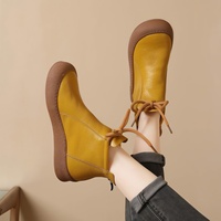 Bottines d'hiver pour femmes 2025, style rétro, à lacets sur le devant, semelle extérieure texturée douce, bottines décontractées