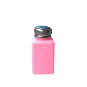 Dispensador de tapas de Metal ESD IPA S3 ESD, botella cuadrada antiestática segura, bomba de un toque, dispensador rosa, 120ML