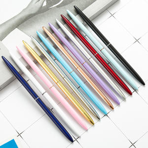 Stylo bille promotionnel en métal fin torsadé pour hôtel, avec logo personnalisé, chromé, longue couleur argent, or, or rose - Product Image 6