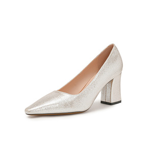 Escarpins à bout pointu pour femme 7288C, talon carré, pailletés, style coréen, à enfiler, chaussures à talons hauts tendance toutes saisons - Product Image 5