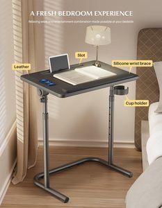 Gran Roc, ordenador de oficina en casa, ordenador portátil pequeño, escritorio, cama, sofá, mesa auxiliar, escritorio ajustable con soporte de mesa y portavasos - Product Image 2