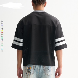 Tùy Chỉnh Người Đàn Ông Của Cộng Với Kích Thước Cổ Điển Varsity Tee Retro Hip Hop Phong Cách Drop Shoulder Mùa Hè Logo - Product Image 4
