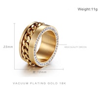 Anillos Giratorios de Acero Inoxidable con Baño de Oro y Circonitas para Hombre y Mujer, Anillos Antiestrés