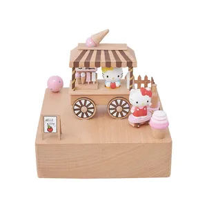 Beech Wood Mechanical Style Wooden Music Box Animal Home Ornaments Music Boxes