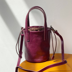 handmade custom vintage bohemian pen holder <b>bag</b> fashionable hand-held crossbody vegetable-tanned cowhide <b>bag</b> mini bucket <b>bag</b> - Product Image 2