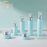 Bouteilles en verre bleu menthe brillant de 40 ml, 80 ml, 100 ml, 120 ml, pots à crème avec couvercles facettés transparents pour sérum visage, lotion corporelle