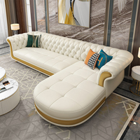 Royal Luxury Sofa Wohnzimmer möbel Leder Schnitts ofa L-förmige Chesterfield Sofa Set