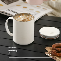 Tasses à eau en métal 400ml, tasses à lait isolées, tasse à café en acier inoxydable 316 avec poignée, vente en gros