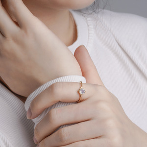 Bague pour femme Dunli Jewelry 2021, nouvelle collection, argent plaqué or 14 carats, pierre naturelle, style élégant pour femme de bureau - Product Image 3