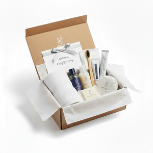 ชุดต้อนรับแขกโรงแรมหรู ผ้าฝ้ายขนาดพกพา ชุดผลิตภัณฑ์บำรุงผิวสำหรับการเดินทาง แบรนด์ OEM ผลิตในสหรัฐอเมริกา - Product Image 4