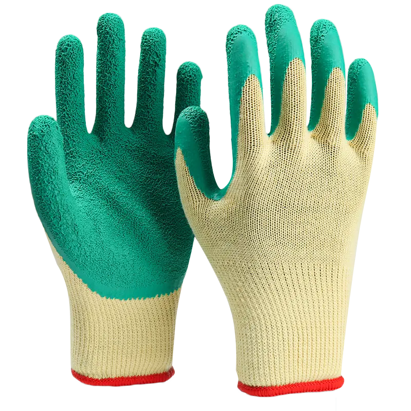 10 Gauge Fabriek Polyester Katoen Crinkle Latex Palm Gecoate Veiligheid Werkhandschoenen Voor Tuinbouw