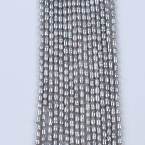 Promotion Handmade Rice Shaped 3-4mm Freshwater Pearls White Gray DIY Necklace <b>Bracelet</b> Earrings <b>Beads</b> <b>for</b> Jewelry Making - Product Image 5