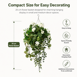 Cesta Colgante con Geranios Rojos Artificiales, <span class=keywords><strong>Hiedra</strong></span> Colgante, Arreglo Floral, Decoración Ecológica para Balcón y Jardín - Product Image 6