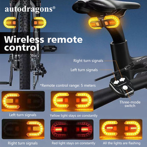Feux arrière de vélo à commande à distance sans fil, clignotants gauche et droit avec klaxon et alarme de sécurité - Product Image 2