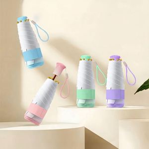 Sombrilla de Color Degradado, Plegable en Cinco Secciones, Manual, Resistente al Viento y a los Rayos UV, de 19 Pulgadas, 6K, Ligera, Compacta y Portátil, Tipo Cápsula, para Chicas - Product Image 1