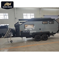 Caravane avec lits superposés et salle de bain intégrée, caravane 4x4 de 19 pieds extensible, caravanes pour le camping, caravane hybride à toit rigide, bureau