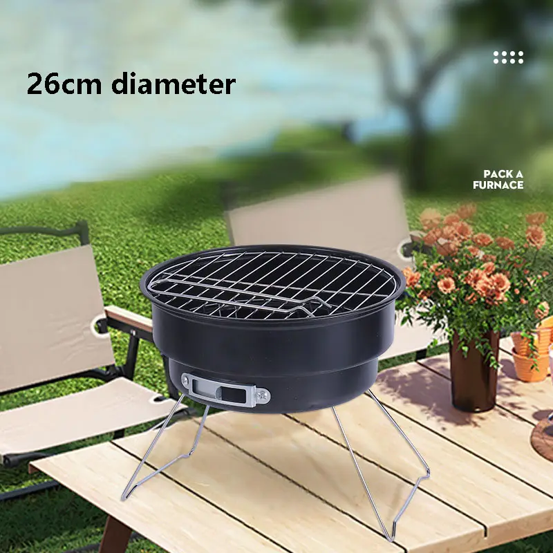 Forno de carbono de madeira portátil dobrável para churrasco ao ar livre, fogão a carvão Happy Home, 26 cm por atacado