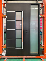 Porte en aluminium à rupture de pont thermique avec fenêtres latérales, ignifuge, insonorisée, étanche pour bureaux commerciaux et bâtiments d'entreprises