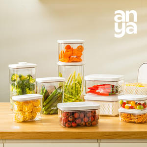 ANYA 맞춤형 주방 냉장고 보관 용기, 뚜껑 포함 과일 채소 물 빠짐 싱싱 보관함 주방 수납 박스 PET 신선 보관 용기 - Product Image 6