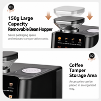 Machine à expresso avec moulin intégré et écran tactile, touches pour expresso simple, double et latte, réservoir de 1,8 L pour la cuisine à domicile