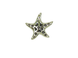 Pendentif Étoile de Mer Fait Main en Or Blanc 18K avec Saphir et Diamant – Collier Délicat pour Usage Quotidien, Breloque Océanique - Product Image 2