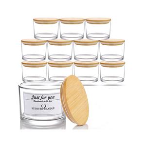 Récipients pour bougies <span class=keywords><strong>à</strong></span> 3 mèches avec couvercle en bambou Grand pot <span class=keywords><strong>à</strong></span> bougie en verre transparent <span class=keywords><strong>à</strong></span> large bouche - Product Image 5