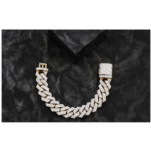 Dazzling Diamond 12mm Cuban <b>Bracelet</b> Rose Gold Plated Hip Hop Fashion 14K Gold Unisex 8 Inch Certified Jewelry - Product Image 1