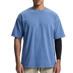 Camiseta Vintage de Algodón 100% para Hombre, Estampado Personalizado, Lavado Ácido, Manga Corta, 285 g/m², Cuello Redondo, Holgada, Lisa, TKAN644 - Product Image 1