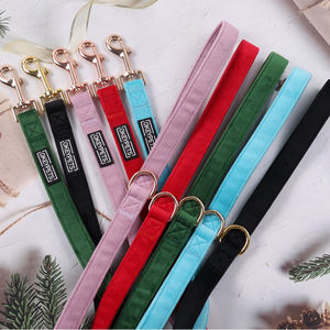 Okeypets, venta al por mayor, correa para perro con logotipo privado personalizado de terciopelo colorido con gancho de Metal para entrenar, caminar y correr - Product Image 3