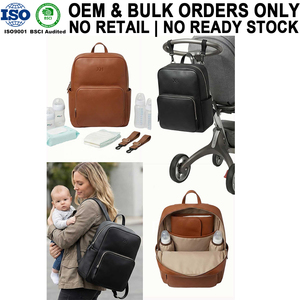 Sacs à langer en cuir bon marché OEM d'usine, sac à dos multifonction en cuir PU pour maman avec compartiment organisé pour le rangement des articles de bébé - Product Image 1