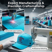 Cappello Sportivo Personalizzato con Visiera Piatta, Traspirante, in Ripstop, con Ricamo, per Escursionismo, Campeggio, Pesca, Golf, con Fori Tagliati al Laser e Chiusura Snapback