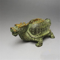 Sculpture de tortue dragon en laiton imitation antique haut de gamme, peinte à la main, figurine de table, art chinois, objet de collection, cadeau pour la vente en gros