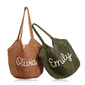 Bolso de Mano Personalizado para Vacaciones de Verano, Bolso de Ganchillo para Luna de Miel, Bolsos de Hombro Esenciales para Escapadas Tropicales - Product Image 1