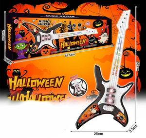 Guitarra Eléctrica de Juguete de Plástico para Halloween con Luces LED Intermitentes, Música Integrada, Funciona con Pilas AA, Accesorio de Fiesta Unisex para Niños, Regalo Festivo - Product Image 2
