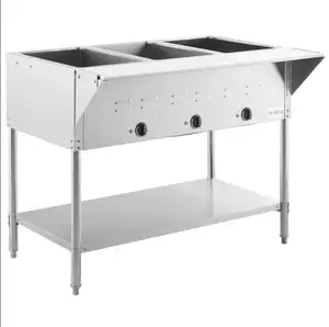 מכירה חמה נירוסטה שולחן קיטור עצמאי חשמלי Bain Marie תצוגת מחמם מזון למזנון