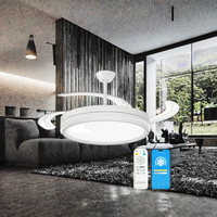 Ventilateur de plafond LED rétractable de 42 pouces avec moteur DC en fer, éclairage intérieur moderne avec télécommande pour salon et chambre à coucher