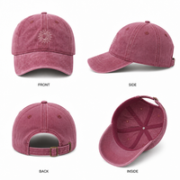 Casquette de baseball vintage brodée Soleil Lune avec logo personnalisé, en sergé de coton délavé, 6 panneaux, réglable, unisexe, vente en gros, OEM, faible MOQ