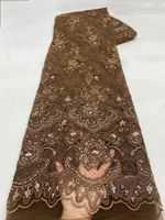 Tissu en dentelle à perles et sequins NI.AI de haute qualité, nouveau design, dentelle guipure pour robe de mariée africaine Asoebi