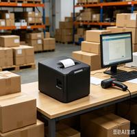 Printer Thermal 80mm dengan Pemotong Otomatis dan Laci Uang, Mendukung Windows/Mac/Linux, Printer Dapur Restoran untuk ESC/POS