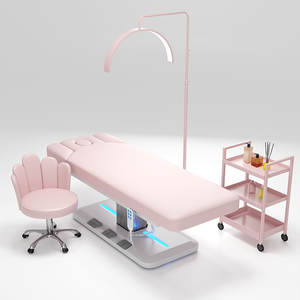 2025 nueva llegada cama de belleza eléctrica de 3 motores Base de una sola columna cama de masaje eléctrica de salón con Control de pie incorporado - Product Image 4