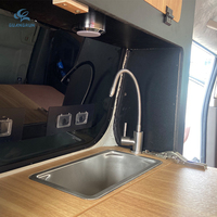 Cuisine de camping tout-en-un de luxe en acier pour camping-car, avec fonctions de cuisson et de couchage, adaptable aux camions