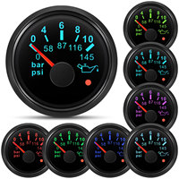 Compteur de vitesse GPS noir 85 mm 120 MPH Tacho 8000 tr/min et jauge de carburant/huile/température/voltage 52 mm