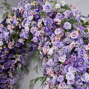 Arche de mariage en fer en forme de U, décorée de fleurs artificielles, simulation de fleurs, couleur violette - Product Image 3