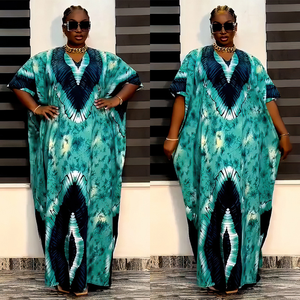Abito Dashiki Casual da Donna 2026 in Stile <span class=keywords><strong>Etnico</strong></span> <span class=keywords><strong>Africano</strong></span>, a Maniche Corte, con Pizzo, Stampa Colorblock, Vestibilità Ampia e Taglie Forti - Product Image 3