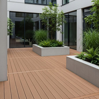 Plancher extérieur carré en WPC écologique moderne de qualité supérieure, aspect bois, pour terrasse, jardin et cour.