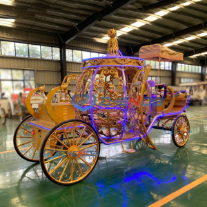 Chariot Électrique d'Extérieur Doré en Forme de Citrouille à 4 Roues pour le Tourisme Rural et les Visites Guidées – Magnifique, Directement de l'Usine - Product Image 3