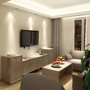 Economical 3 Star Hotel Bedroom <b>Sets</b> Modern Wood Frame Twin <b>Beds</b> with Integrated Work Desk & Living Area Furniture For <b>Full</b> Room - Product Image 4