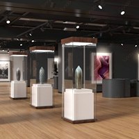 Sundo galerie d'art vitrine en verre trempé design personnalisé luxe antique organisateur lumière led vitrine pour meseum oeuvres show