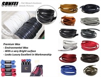 SunFei – lacets de chaussures en cuir luxueux et plat de qualité supérieure, avec lacets de chaussures en cire, longueur personnalisée